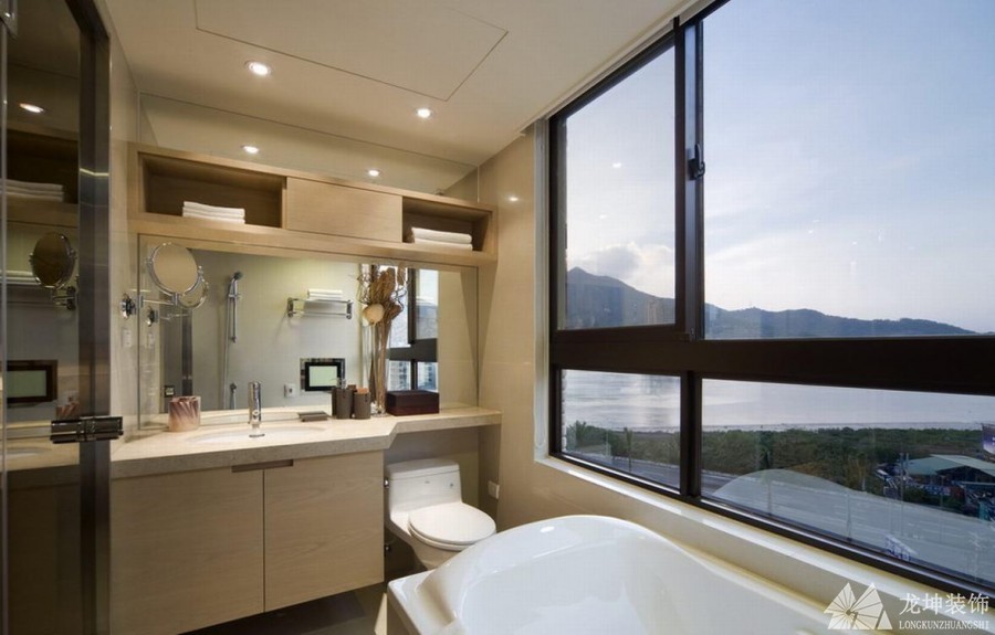 現代輕奢中式風格280平米別墅衛(wèi)生間浴室柜裝修效果圖