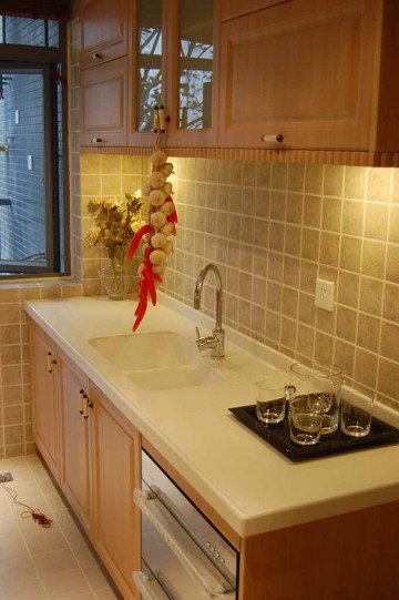 中式雅致淡雅200平米別墅廚房櫥柜裝修效果圖