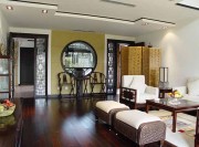 中式輕簡(jiǎn)舒適280平米別墅客廳吊頂裝修效果圖