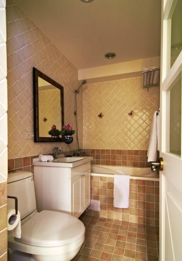 雅致鄉(xiāng)村田園風格70平米一居室衛(wèi)生間浴室柜裝修效果圖