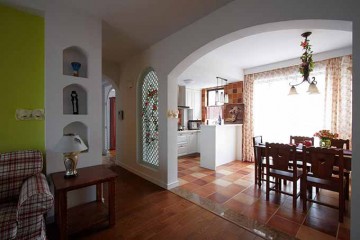 清新活潑田園風(fēng)格60平米小戶型餐廳吊頂裝修效果圖