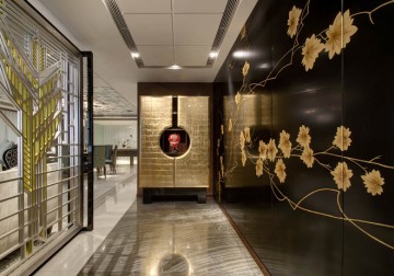 古樸雅致中式風(fēng)格300平米別墅玄關(guān)過道裝修效果圖