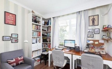 清新舒爽田園風(fēng)格60平米小戶型書房背景墻裝修效果圖