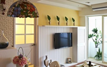 雅致鄉(xiāng)村田園風格70平米一居室客廳電視背景墻裝修效果圖