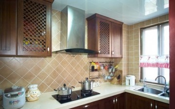 溫馨法式田園風格60平米一居室廚房櫥柜裝修效果圖