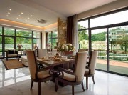 精致厚重中式風(fēng)格200平米別墅餐廳吊頂裝修效果圖