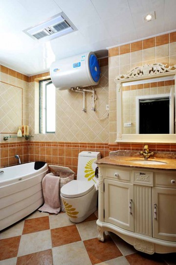 純凈雅致田園風(fēng)格70平米小戶型衛(wèi)生間浴室柜裝修效果圖