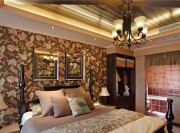 清新雅致田園風格90平米二居室臥室背景墻裝修效果圖