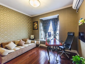 雅致溫馨田園風格100平米二居室客廳背景墻裝修效果圖