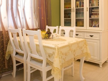 田園風溫馨簡約80平米二居室餐廳背景墻裝修效果圖