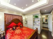 雅致溫馨田園風(fēng)格100平米二居室臥室背景墻裝修效果圖