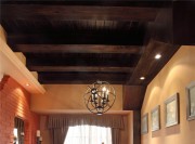 清新雅致田園風格90平米二居室餐廳吊頂裝修效果圖