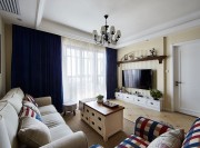 歐式清新田園風格100平米二居室客廳電視背景墻裝修效果圖