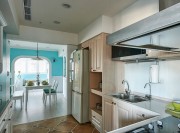 現(xiàn)代水色田園風(fēng)格90平米二居室廚房櫥柜裝修效果圖