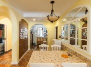 清新自然田園風(fēng)格90平米二居室餐廳吊頂裝修效果圖