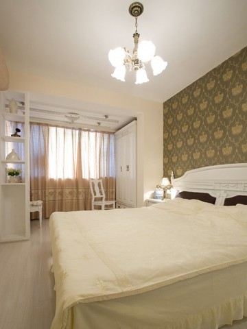 田園風溫馨簡約80平米二居室臥室吊頂裝修效果圖