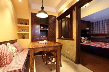 碎花裝飾田園風(fēng)格85平米二居室餐廳吊頂裝修效果圖