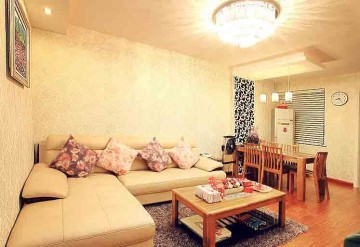 溫情雅致田園風(fēng)格100平米二居室客廳背景墻裝修效果圖