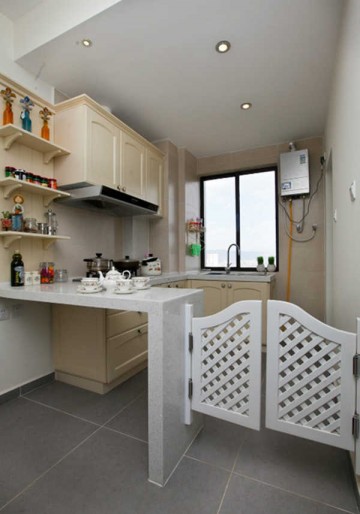 舒適浪漫田園風(fēng)格90平米二居室廚房櫥柜裝修效果圖