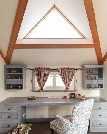 自然清新田園風(fēng)格100平米復(fù)式書房背景墻裝修效果圖