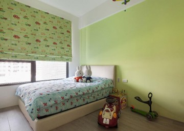 現(xiàn)代歐式田園風(fēng)格80平米二居室兒童房背景墻裝修效果圖