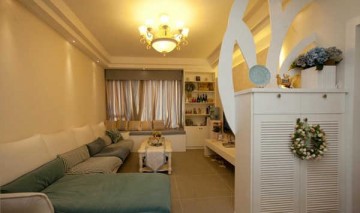 舒適浪漫田園風(fēng)格90平米二居室客廳吊頂裝修效果圖