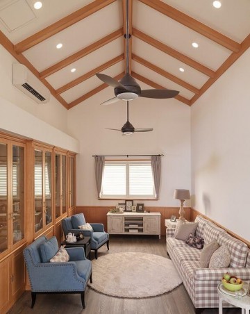 自然清新田園風(fēng)格100平米復(fù)式客廳吊頂裝修效果圖