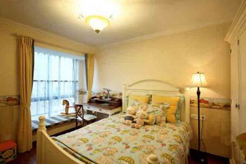 溫情雅致田園風(fēng)格100平米二居室臥室背景墻裝修效果圖