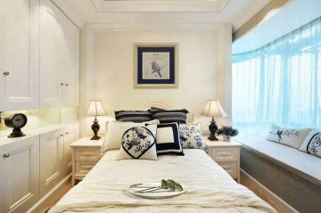 淡雅色調(diào)田園風(fēng)格95平米二居室兒童房背景墻裝修效果圖