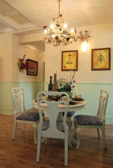 精美田園風(fēng)格80平米二居室餐廳背景墻裝修效果圖