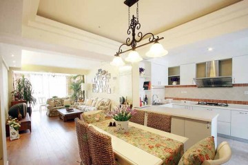 田園個性休閑80平米二居室餐廳吊頂裝修效果圖