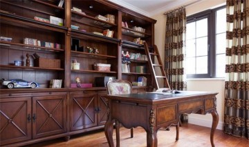 優(yōu)雅浪漫田園風(fēng)格95平米二居室書房背景墻裝修效果圖