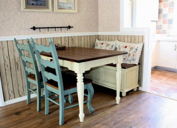 草綠清淡田園風(fēng)格80平米二居室餐廳背景墻裝修效果圖