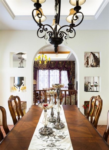 優(yōu)雅浪漫田園風(fēng)格95平米二居室餐廳吊頂裝修效果圖