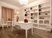 濃郁清新田園風(fēng)格90平米二居室書房背景墻裝修效果圖