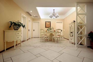 濃郁清新田園風(fēng)格90平米二居室餐廳吊頂裝修效果圖