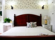 明亮清爽田園風(fēng)格80平米二居室臥室背景墻裝修效果圖