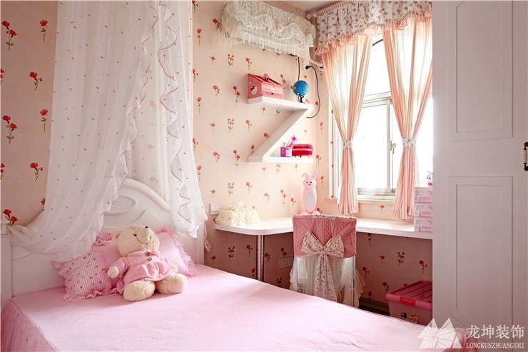 溫馨雅致田園風格100平米三居室兒童房背景墻裝修效果圖