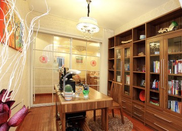 簡(jiǎn)約清新田園風(fēng)格100平米三居室書(shū)房吊頂裝修效果圖