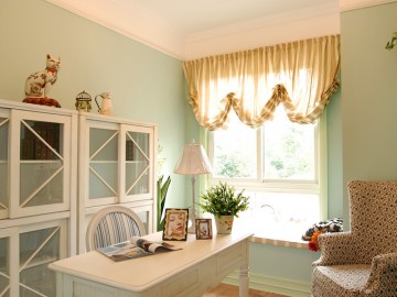 溫暖陽(yáng)光田園風(fēng)格110平米三居室書(shū)房背景墻裝修效果圖