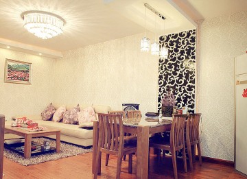 簡(jiǎn)約清新田園風(fēng)格100平米三居室餐廳背景墻裝修效果圖