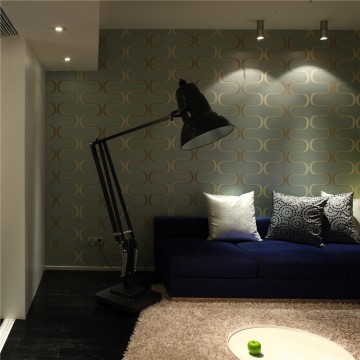 藍(lán)色魅力簡約風(fēng)格90平米二居室客廳背景墻裝修效果圖