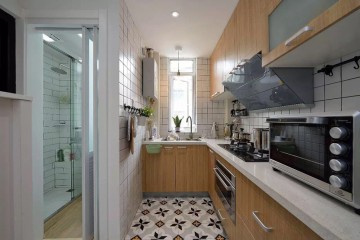 現(xiàn)代唯美簡約風(fēng)格90平米二居室廚房櫥柜裝修效果圖