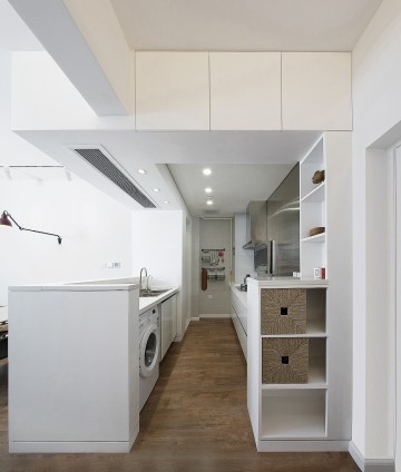 白色簡約舒適60平米小戶型客廳吧臺裝修效果圖