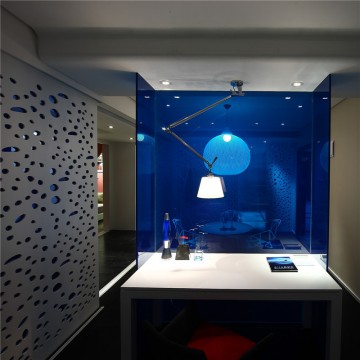 藍(lán)色魅力簡約風(fēng)格90平米二居室書房背景墻裝修效果圖