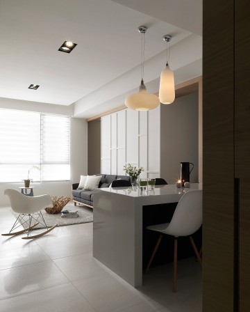 簡潔清新北歐風(fēng)格60平米小戶型客廳吧臺裝修效果圖