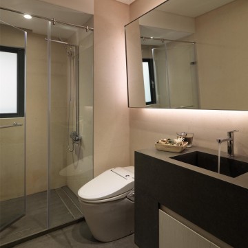 簡致溫馨現(xiàn)代簡約風(fēng)格90平米二居室衛(wèi)生間浴室柜裝修效果圖