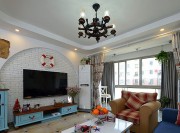 迷人清新地中海風格85平米二居室客廳背景墻裝修效果圖