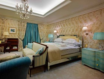 法式清新田園風(fēng)格200平米別墅臥室吊頂裝修效果圖