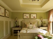 現(xiàn)代美式田園風格240平米別墅臥室背景墻裝修效果圖